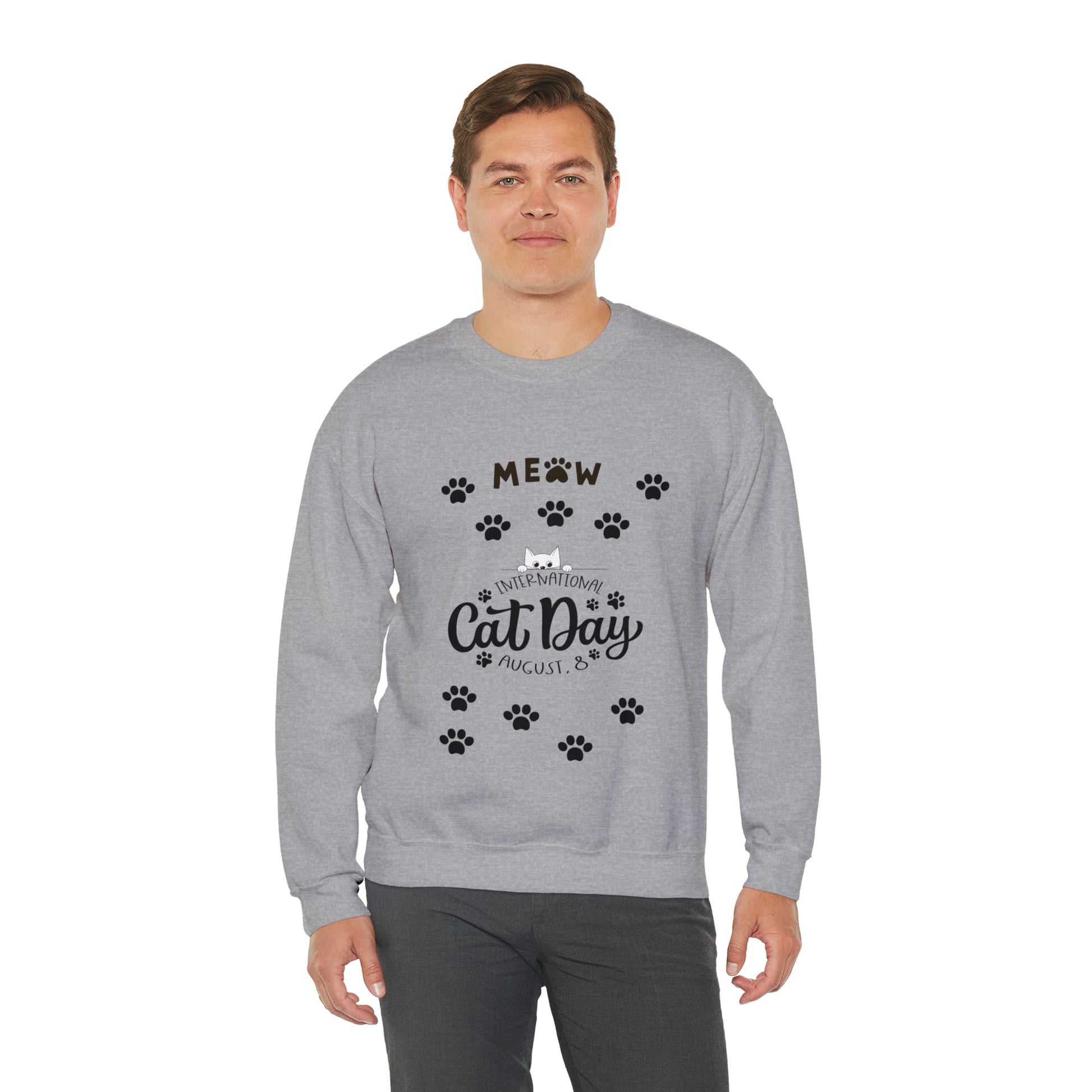 International cat day Unisex Heavy Blend™ Crewneck Sweatshirt - Designs by Tom