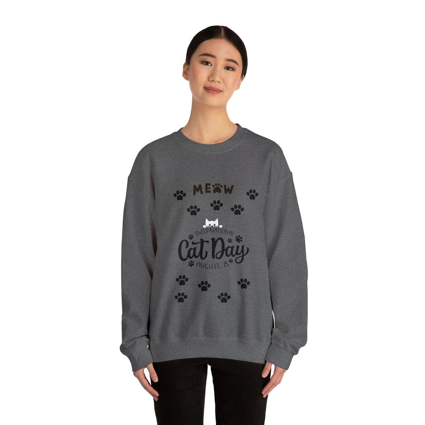 International cat day Unisex Heavy Blend™ Crewneck Sweatshirt - Designs by Tom