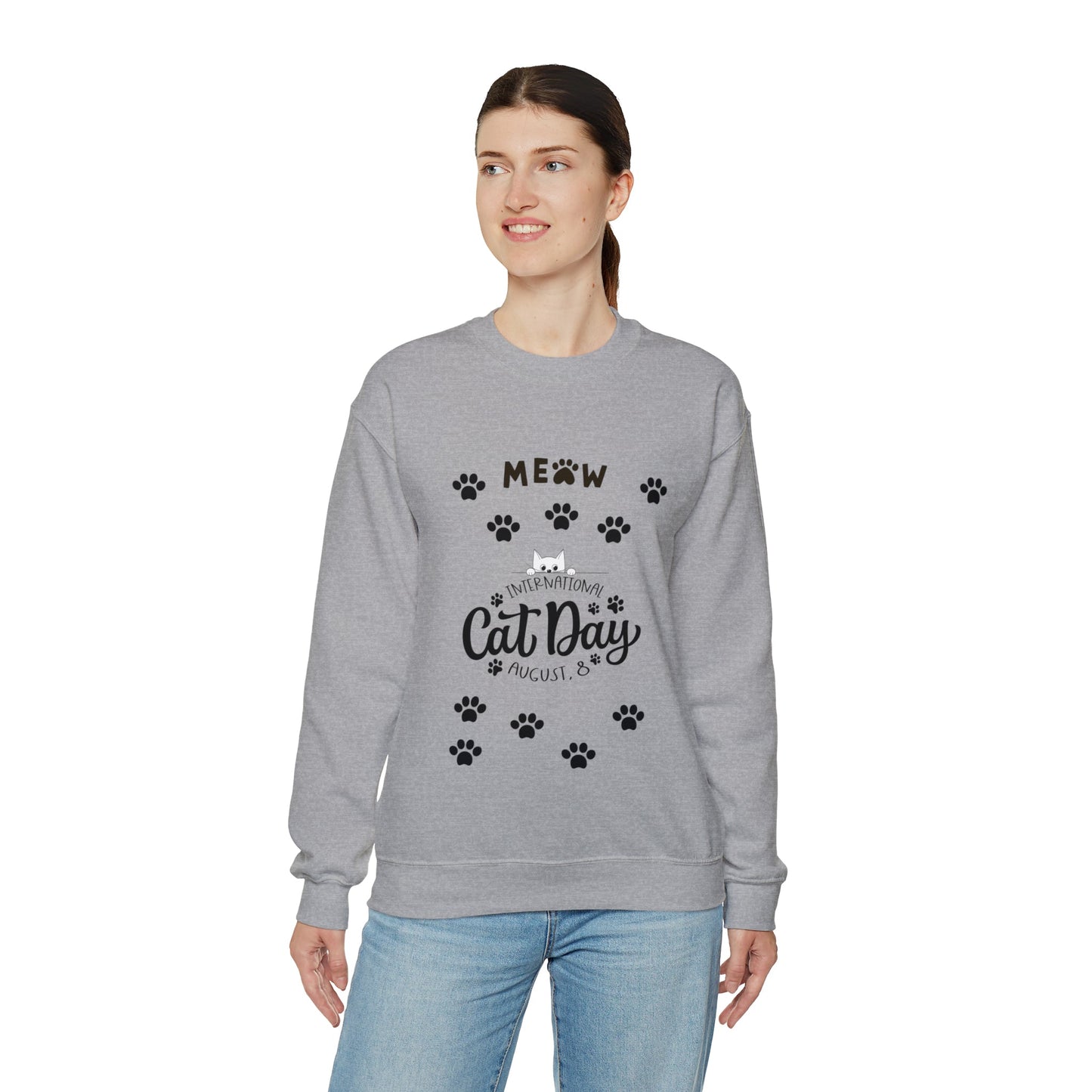 International cat day Unisex Heavy Blend™ Crewneck Sweatshirt - Designs by Tom