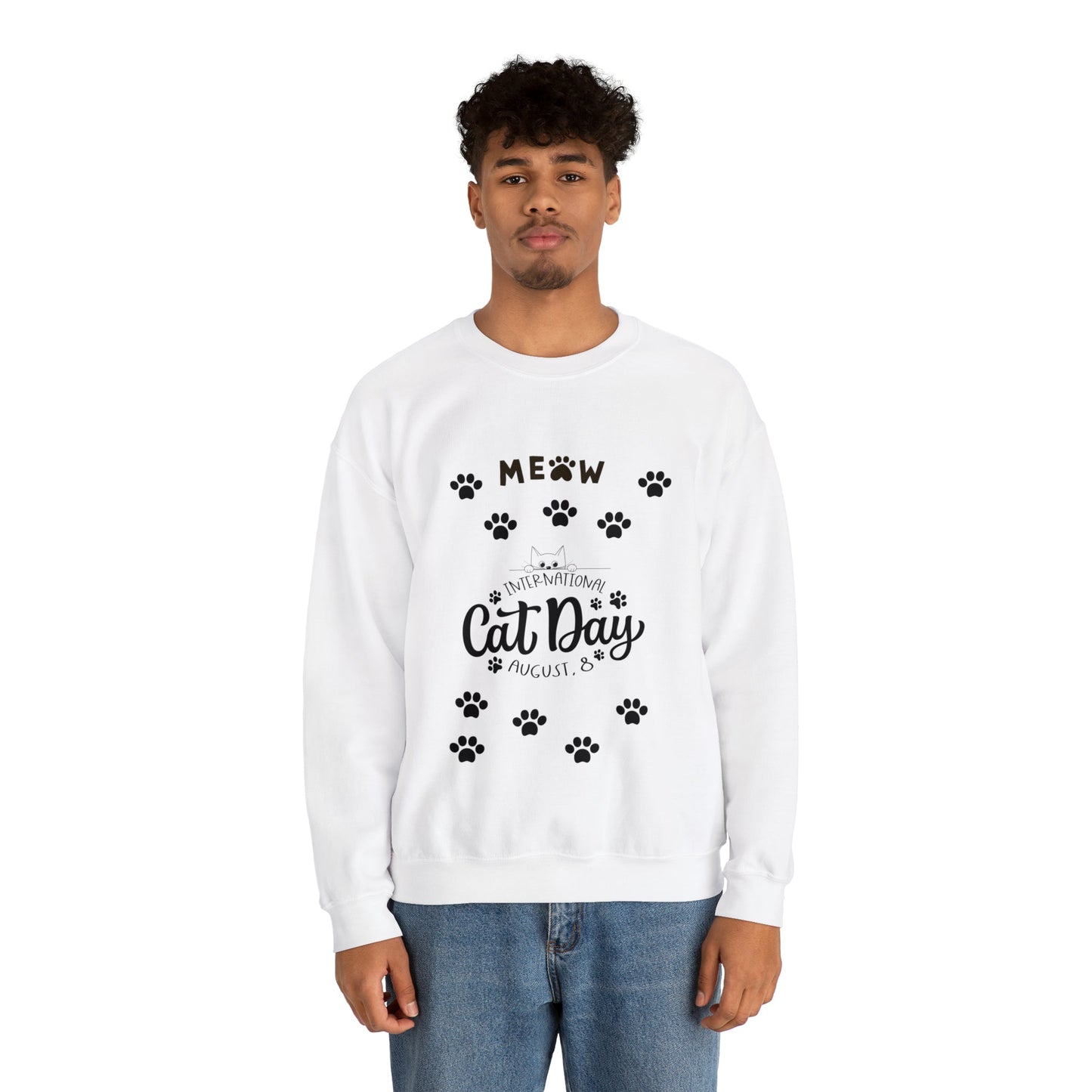 International cat day Unisex Heavy Blend™ Crewneck Sweatshirt - Designs by Tom