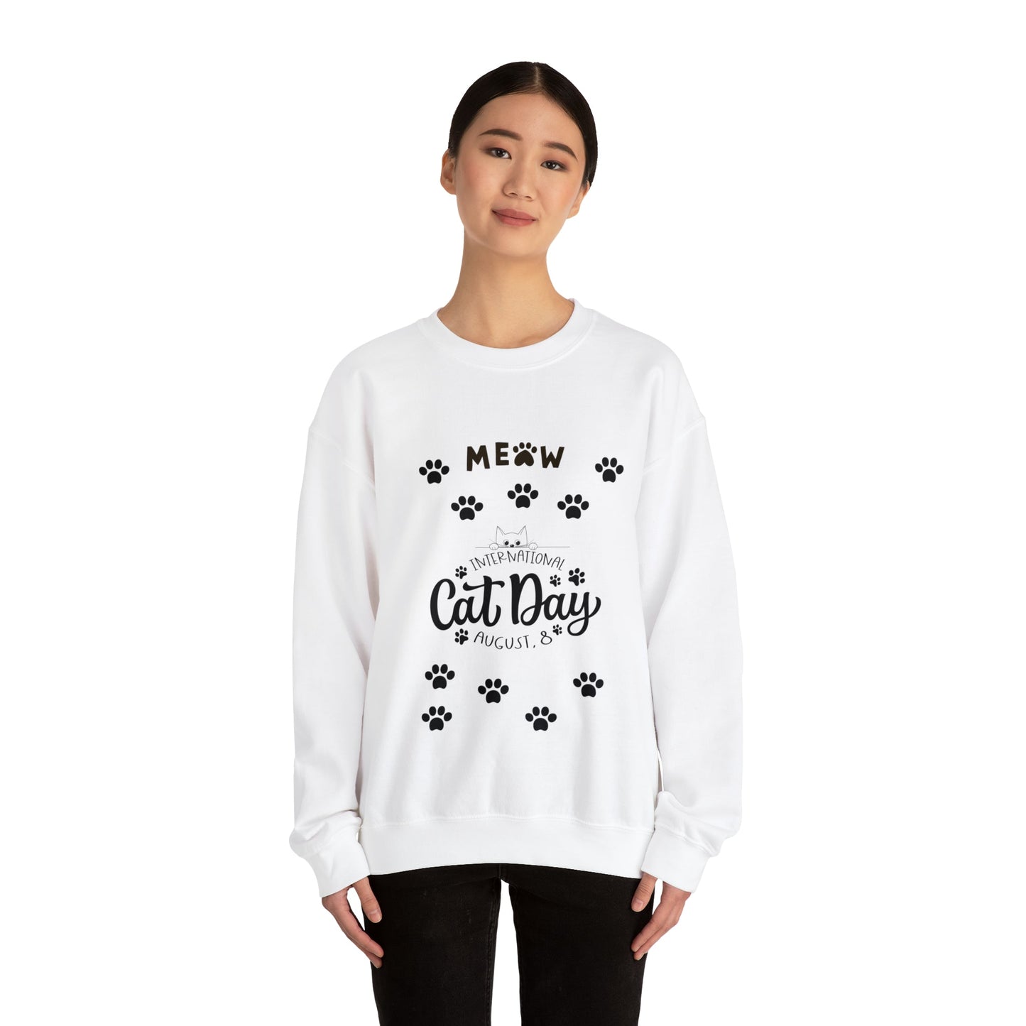 International cat day Unisex Heavy Blend™ Crewneck Sweatshirt - Designs by Tom