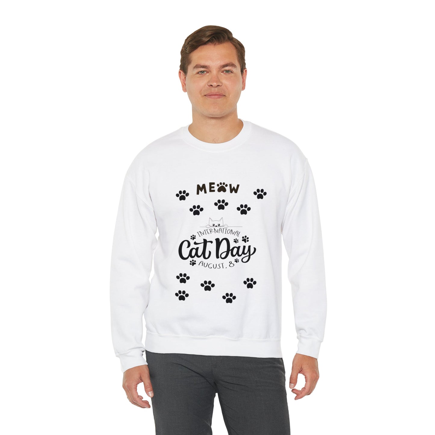 International cat day Unisex Heavy Blend™ Crewneck Sweatshirt - Designs by Tom